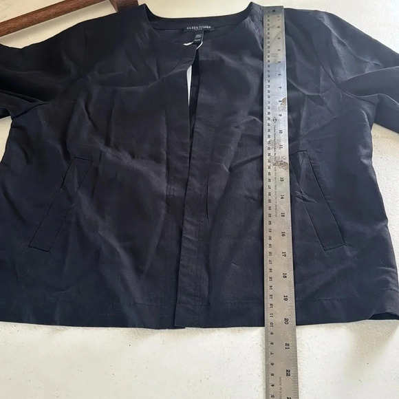 Eileen fisher Sandwashed Tencel Round Neck Jacket silk black NWT size small - Picture 14 of 16